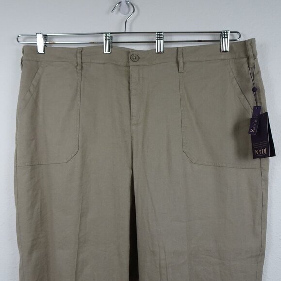 NYDJ Wide Leg Pants Women's Plus Size 20W Brown Linen Blend Cropped Cargo - Picture 2 of 11